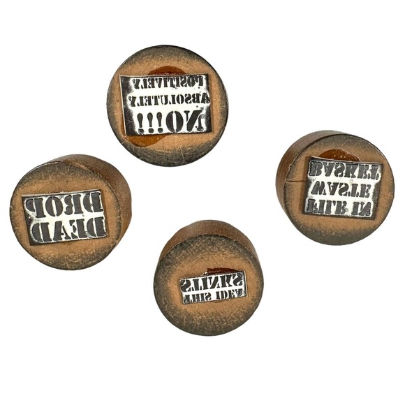 Wood Stamp Lot of 4 Office Arrogant Dark Humor Messages Positively Absolutely NO - Picture 2 of 8